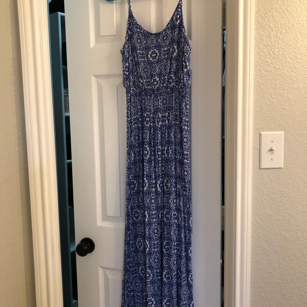 Lush blue and white Nordstrom maxi dress